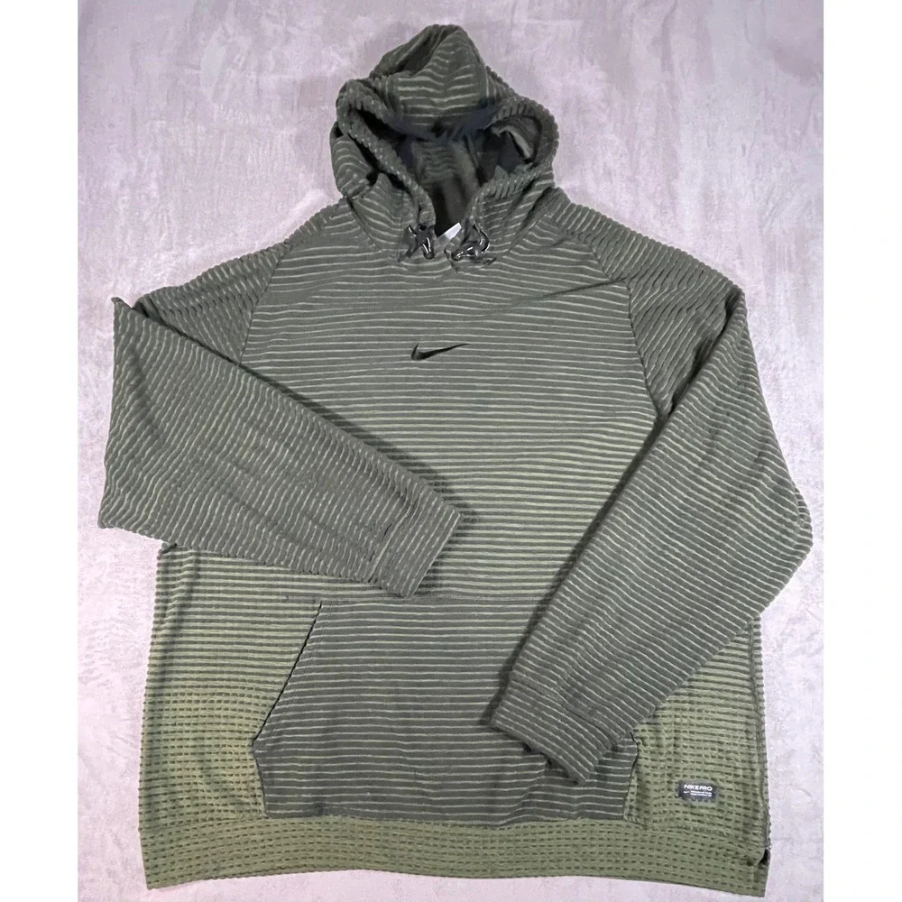 Nike Hoodie Mens XXL Green Therma-FIT ADV Nike Pro Textured Training Pullover